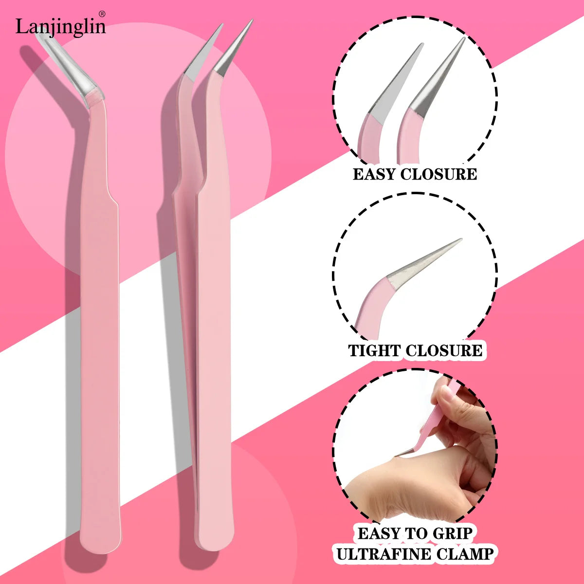 SHIDISHANGPIN 1/2/3PCS Tweezers Stainless Steel Curved Straight Eyebrow False Eyelash Tweezers Nail Art Extension Makeup Tool