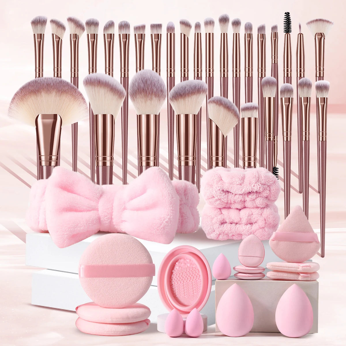 48PCS Makeup Tools：30PCS Makeup brush set+4PCS Makeup Tools+5PCS Makeup Sponges+9PCS Powder Puffs