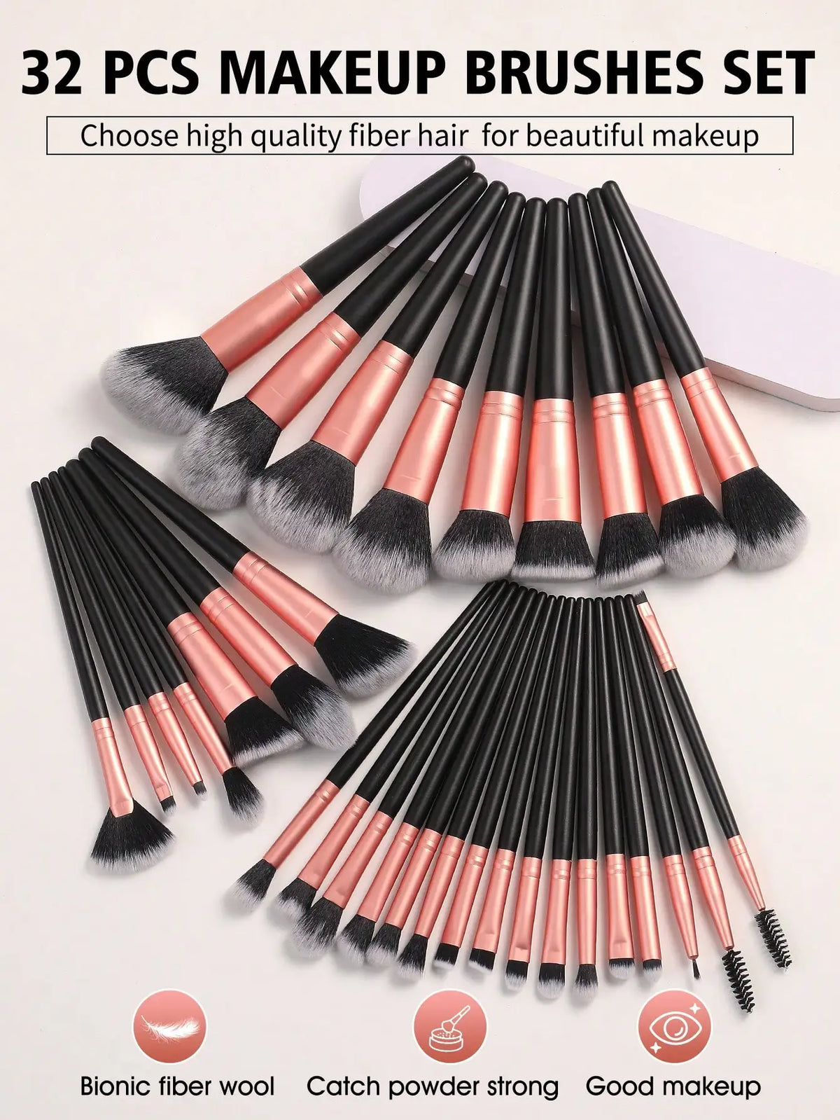 32 Makeup Brushes + 3 Waterproof Travel Toiletry Set + Practical Cleaning Bowl + 22PCS makeup Puffs